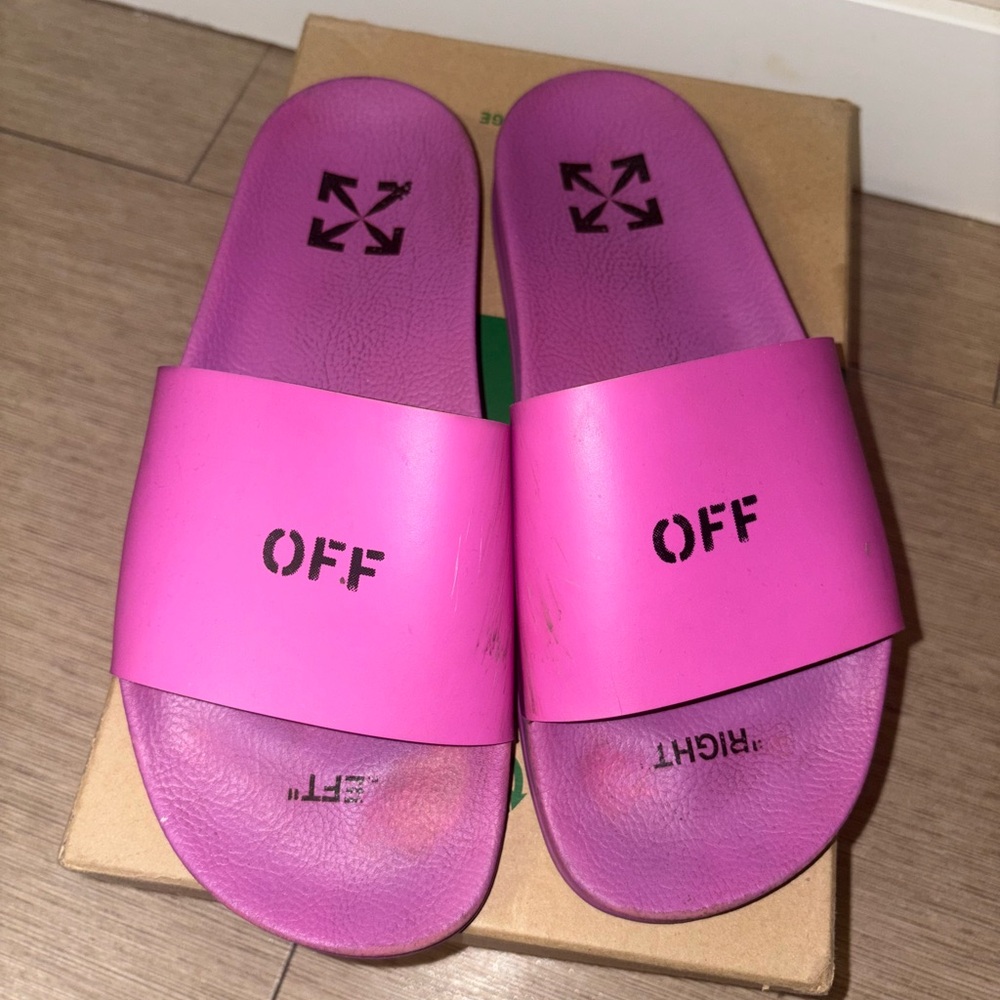 Off-White Fuchsia Slides